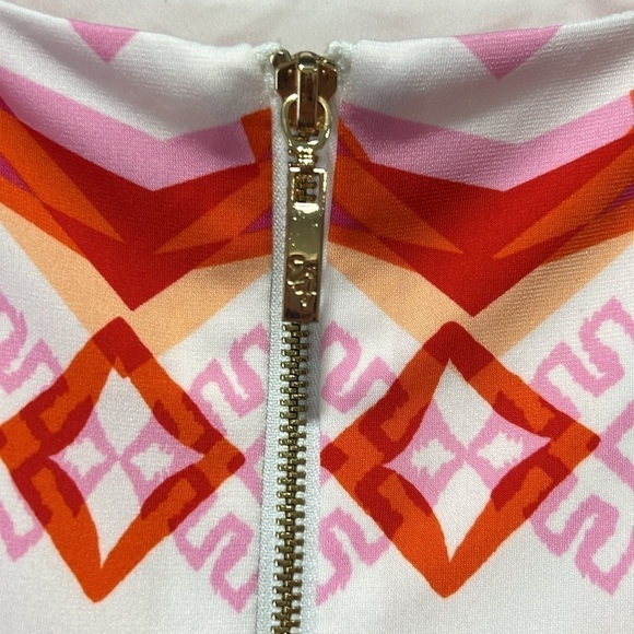 Eliza J Dress 8 Mini Shift Pink & Orange Pattern Aztec Boho Office Zipper Back - Picture 5 of 8